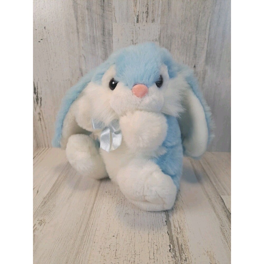 VTG Lemonwood Plush Lop Ear Bunny Rabbit Blue White Pink Nose Easter Basket Toy
